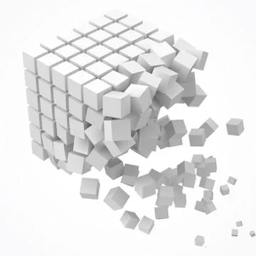 Small cubes forming a big cube. blockchain and big data cncept. 3D style vector Stockillustratie