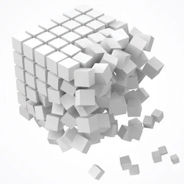 Small cubes forming a big cube. blockchain and big data cncept. 3D style vector Stockillustratie