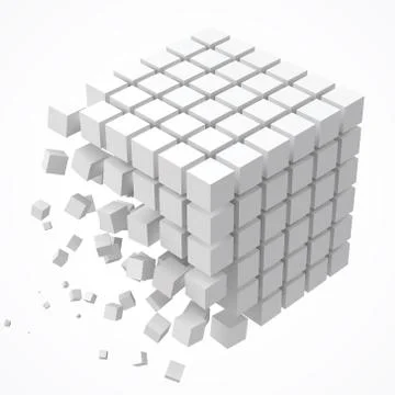 Small cubes forming a big cube. blockchain and big data cncept. 3D style vector 库存插图