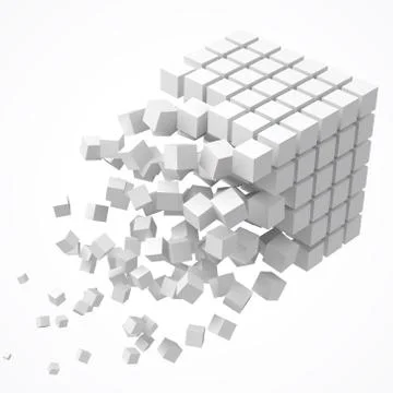 Small cubes forming a big cube. blockchain and big data cncept. 3D style vector Illustrazione stock
