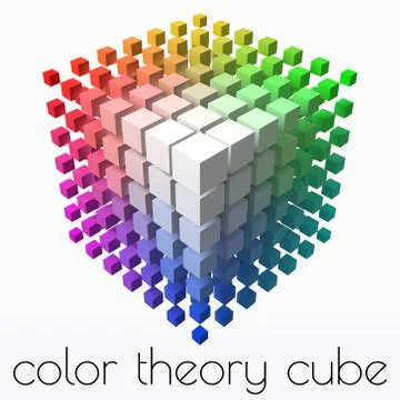 Small cubes makes color gradient in shape of big cube. smaller cubes on corners Stock Illustration
