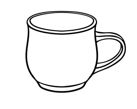 Small cup - vector linear picture for coloring. Mug - an element for a coloring Stock Illustration