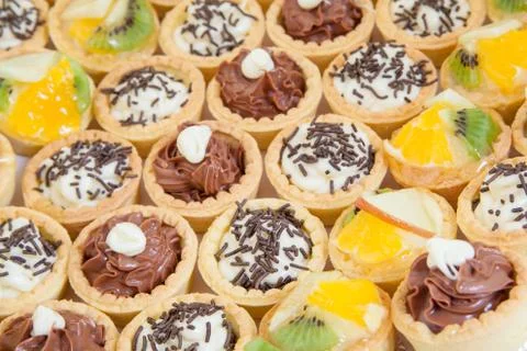 Small cupcakes with different stuffing Stock-Fotos