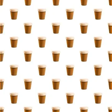 Small cups with lids repeating seamless pattern background 스톡 일러스트