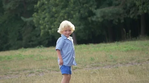 Small Curly Blond Boy 스톡 동영상 53406597