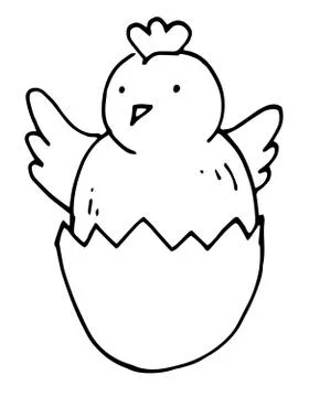 Small cute chick in eggshell, just born, happy easter bird Stock Illustration