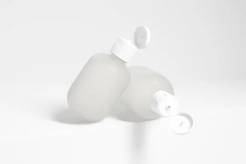 Small cylindrical bottle mockup, translucent plastic water bottle packaging Stock Illustration