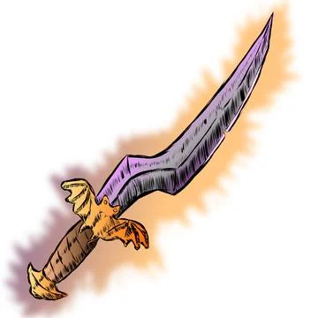 A small dagger with a bat and a glow around the blade Stock Illustration