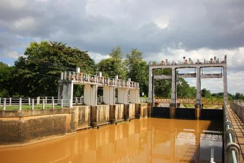 Small dam in ping river. For Increase Level of Water to canal for Agricultrue Stock Photos