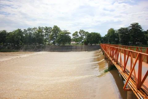 Small dam in ping river. For Increase Level of Water to canal for Agricultrue Stock Photos