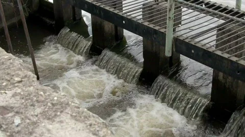 Small dam on river Stock Footage 742924