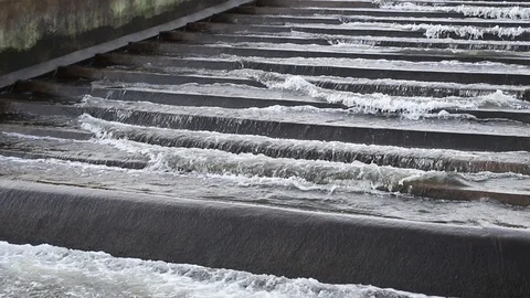A small dam on a small river. Water dam in central europe. Stock Footage 101263127