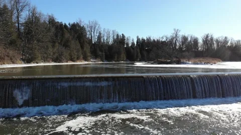 Small Dam In Winter Stock Footage 141103125