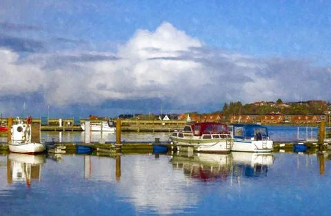 Small Danish harbor background Stock-Illustration