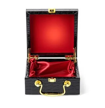 Small dark leather case or suitcase Stock Photos