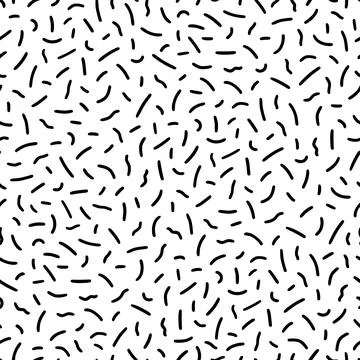 Small dash pattern on white background. Hand drawn small black dash seamless Stock Illustration