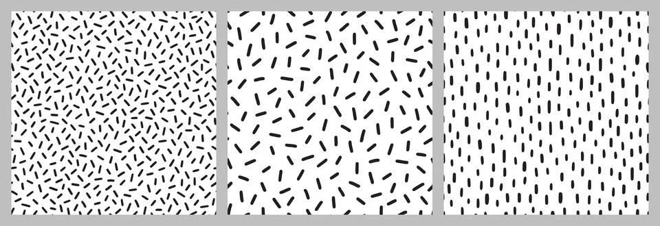 Small dash pattern on white background set. Hand drawn small black dash seamless 스톡 일러스트
