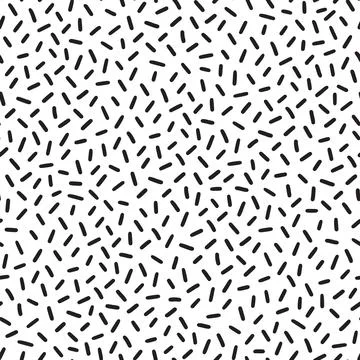 Small dash pattern on white background. Hand drawn small black dash seamless Stock Illustration