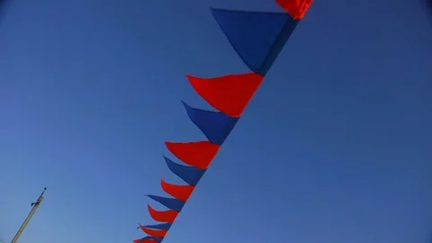 Small decorative flags waving on the wind Video stock 82263843