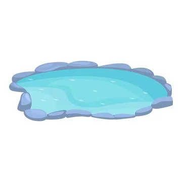 Small decorative pond with crystal clear water surrounded by rocks Stock Illustration