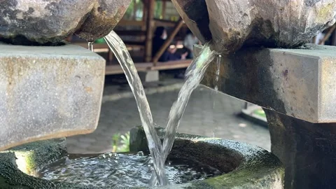 A Small Decorative Waterfall In The Park . Landscape Design. 스톡 동영상 156327271