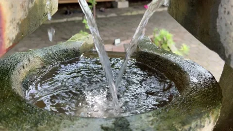 A Small Decorative Waterfall In The Park Or In The Garden. Landscape Design Stock Footage 156327861