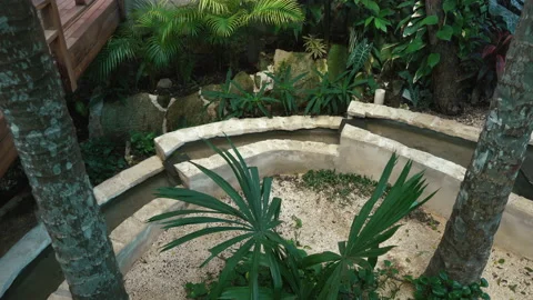 A small decorative waterfall in the Park or in the garden. Landscape design Stock Footage 170978281