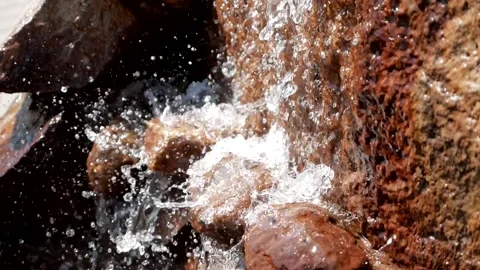 Small decorative waterfall in Park or in garden. Landscape design Stock Footage 226906705