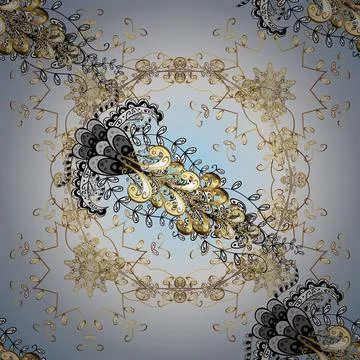 Small depth of field. Pattern on neutral and gray colors with golden elements. F 库存插图