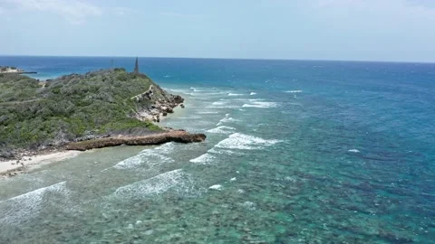 Small deserted islet in Caribbean, Isla Cabra (Goat Island), Montecristi 動画素材 196924393