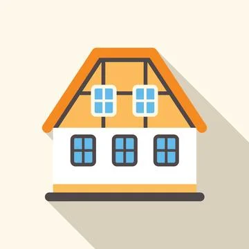 Small detached house with attic windows casting long shadow Stock Illustration