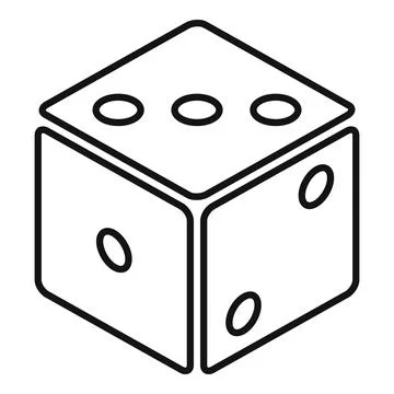 Small dice icon, outline style Stock Illustration