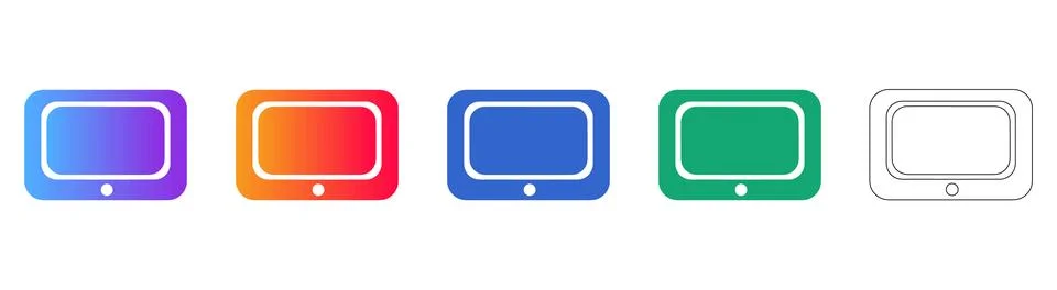Small Digital Tablet Icon Set for Mobile Apps Stock Illustration