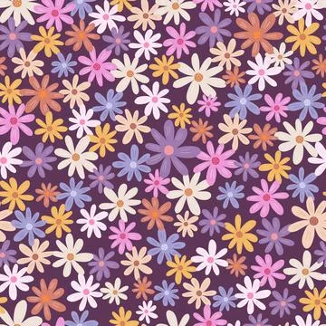 Small ditsy seamless pattern. Cute chamomile print. Floral ornament. Stock Illustration