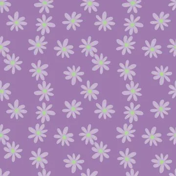 Small ditsy seamless pattern on lilac background. Cute chamomile print. Flora Stock Illustration