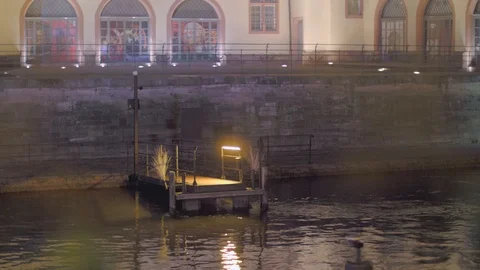 Small Dock At Night Stock Footage 99843609