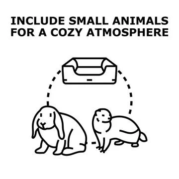 Small domestic animals creating comfortable atmosphere concept Stock Illustration