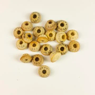 Small donuts on white background - top view Stock Photos