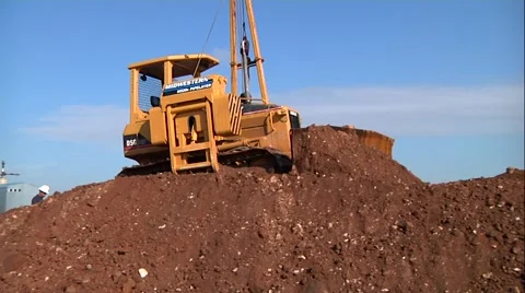 Small Dozer Pushing Dirt for a pipeline Stock-Footage 44267650