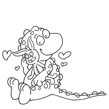 The small dragon with doll Stock Illustration