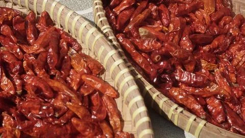 Small dried chilies Stock Photos