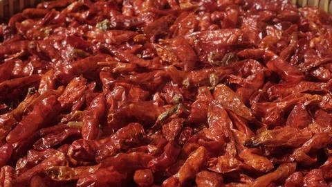 Small dried chilies Stock Photos