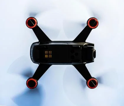 Small drone close up while flying above Stock Photos