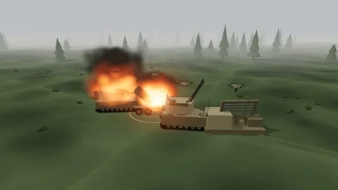 Small drone drops ordnance onto a vehicle column under an overcast sky 스톡 동영상 342368199