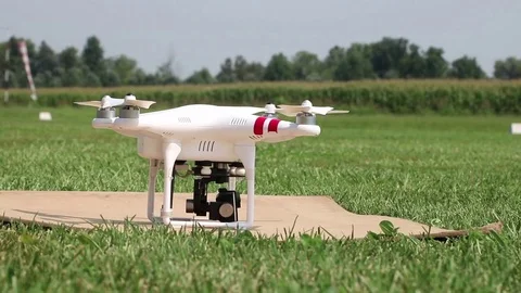 Small drone during take off outside Stock Footage 77845512