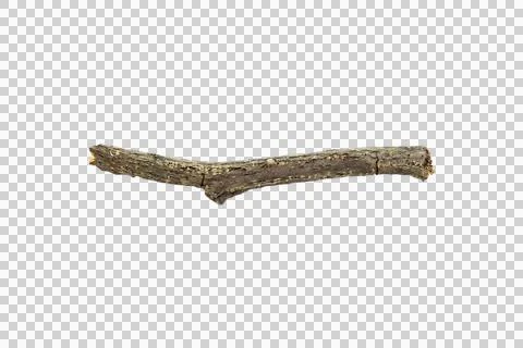 Small dry branches isolated on white background.Selection focus. Stock Photos