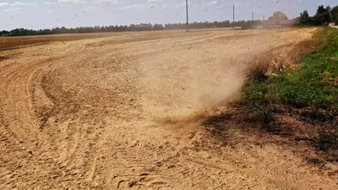 Small Dust Devil Forming in Latvian Crop Field Stock Footage 315423307