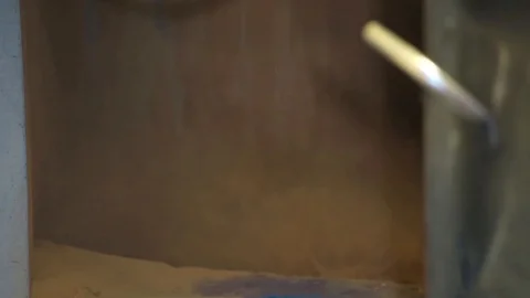 Small dust expanding shockwave . a small smoke in the mechanism of the plant Stock Footage 95090059