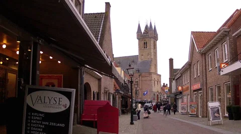 Small dutch town Sluis. Stock Footage 34291389