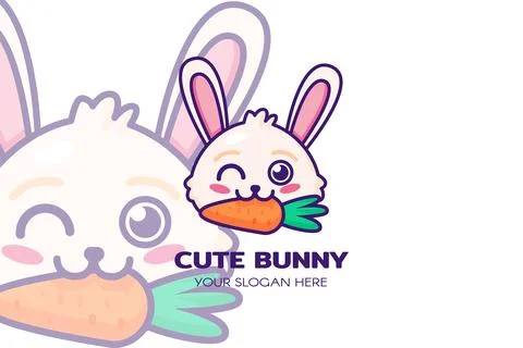 Small Eared White Rabbit Outline Isolated Icon Stock Illustration